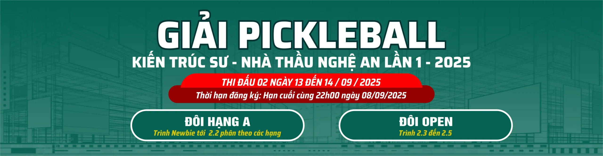 Giải pickleball Kiến trúc Nghệ An